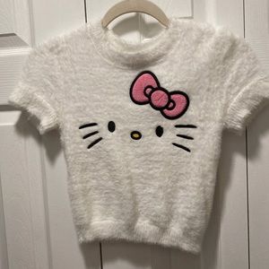 Hello Kitty Forever 21 Fuzzy Cropped Face Top